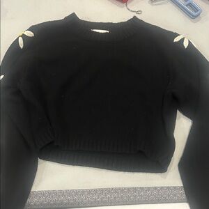 Black Sweater with Embroidered Details